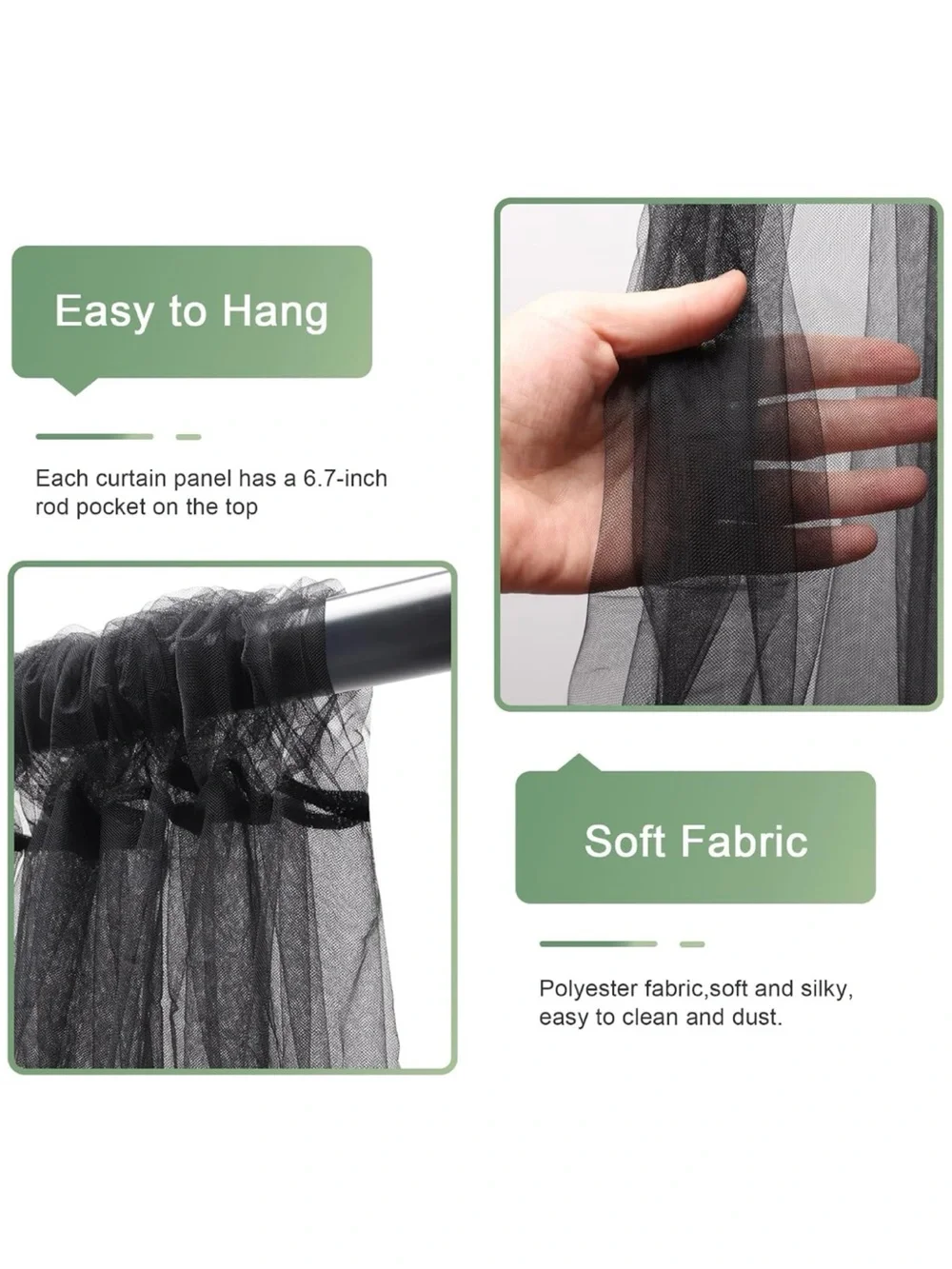 Black Tulle curtain backdrop w/ lights • wedding, celebration, photo booth 10x8’